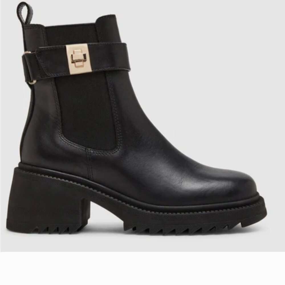 STEVE MADDEN BLACK LEATHER GATES WOMEN'S BOOT SZ 10 NWOT NWOB - Picture 3 of 11